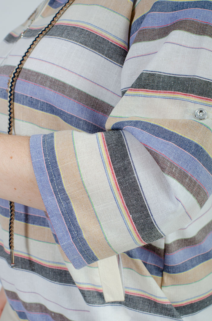 Мастерка лляна в смужку великих розмірів