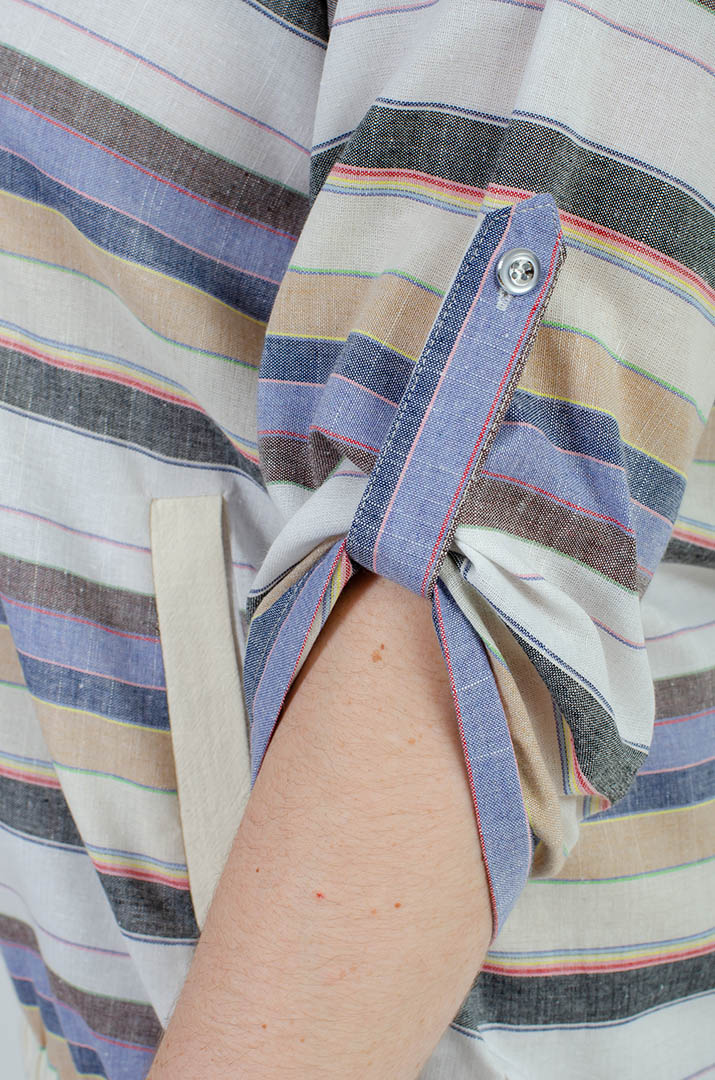 Мастерка лляна в смужку великих розмірів