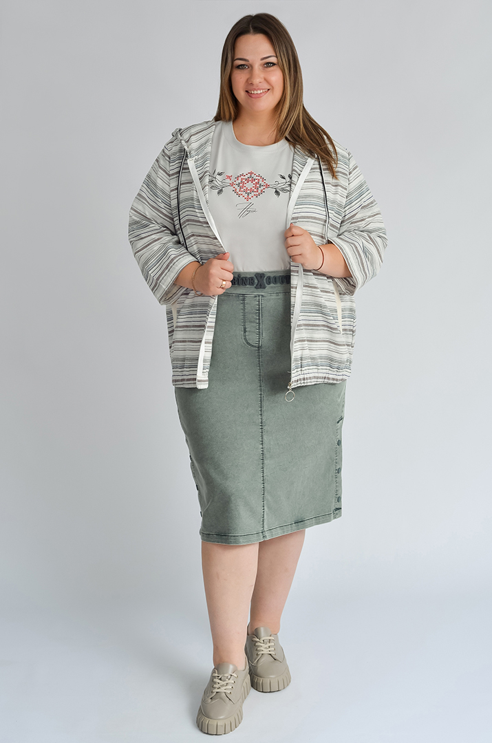 Мастерка лляна в смужку великих розмірів