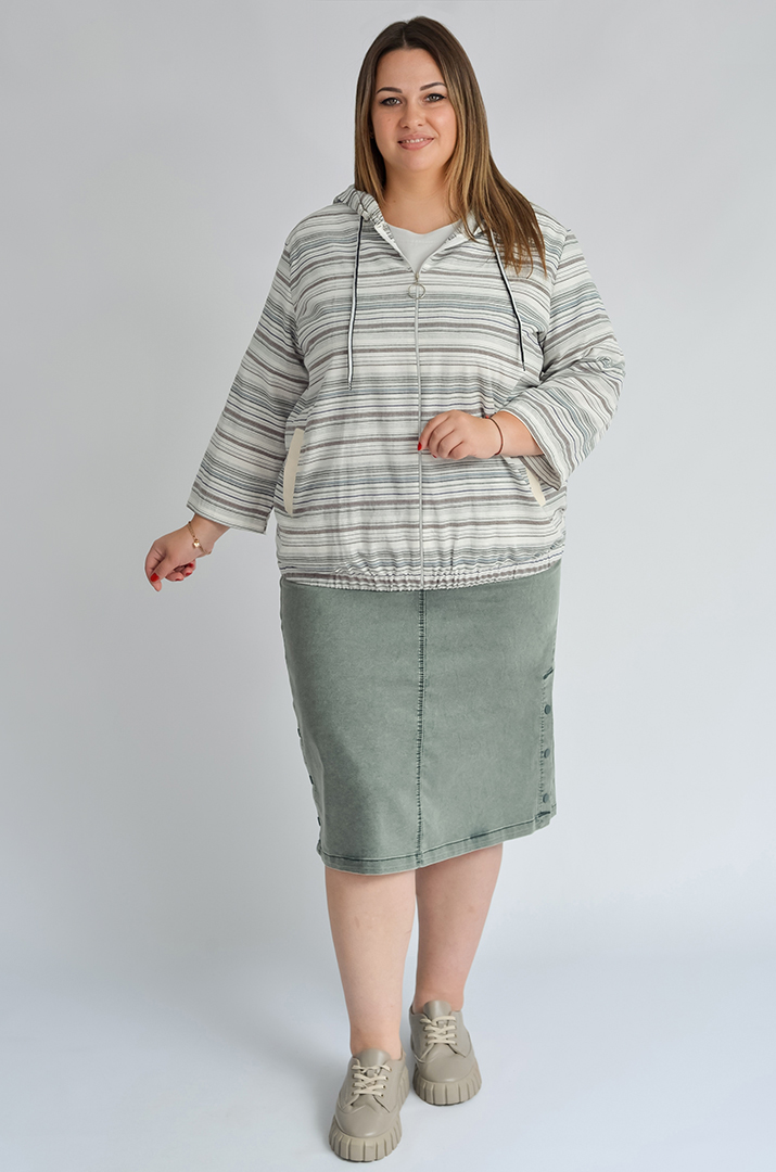 Мастерка лляна в смужку великих розмірів