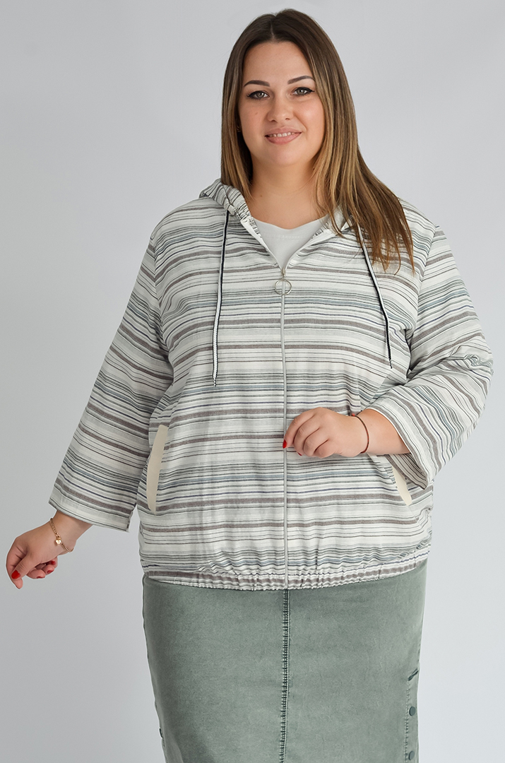 Мастерка лляна в смужку великих розмірів