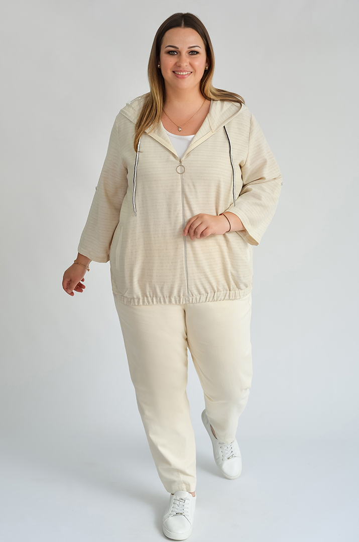 Мастерка лляна в смужку великих розмірів