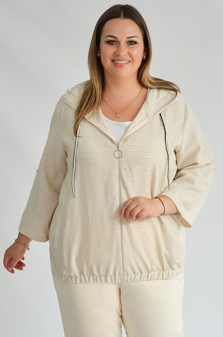 Мастерка лляна в смужку великих розмірів