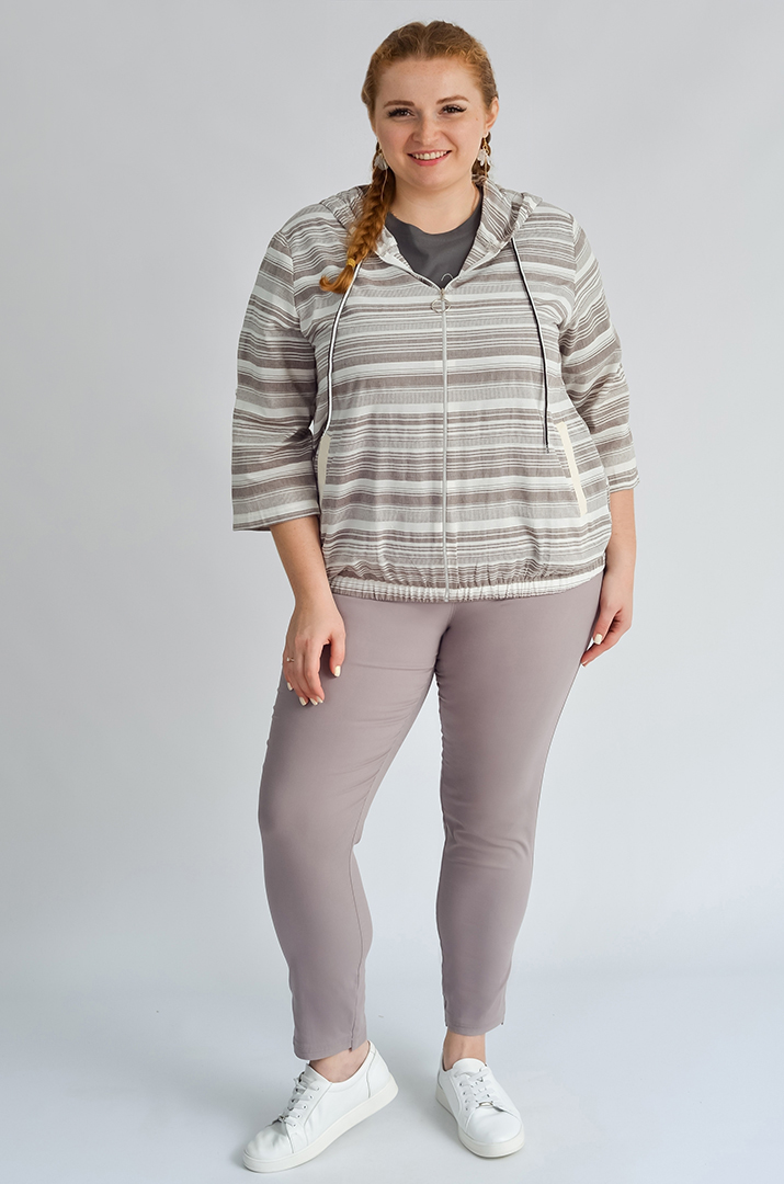 Мастерка лляна в смужку великих розмірів