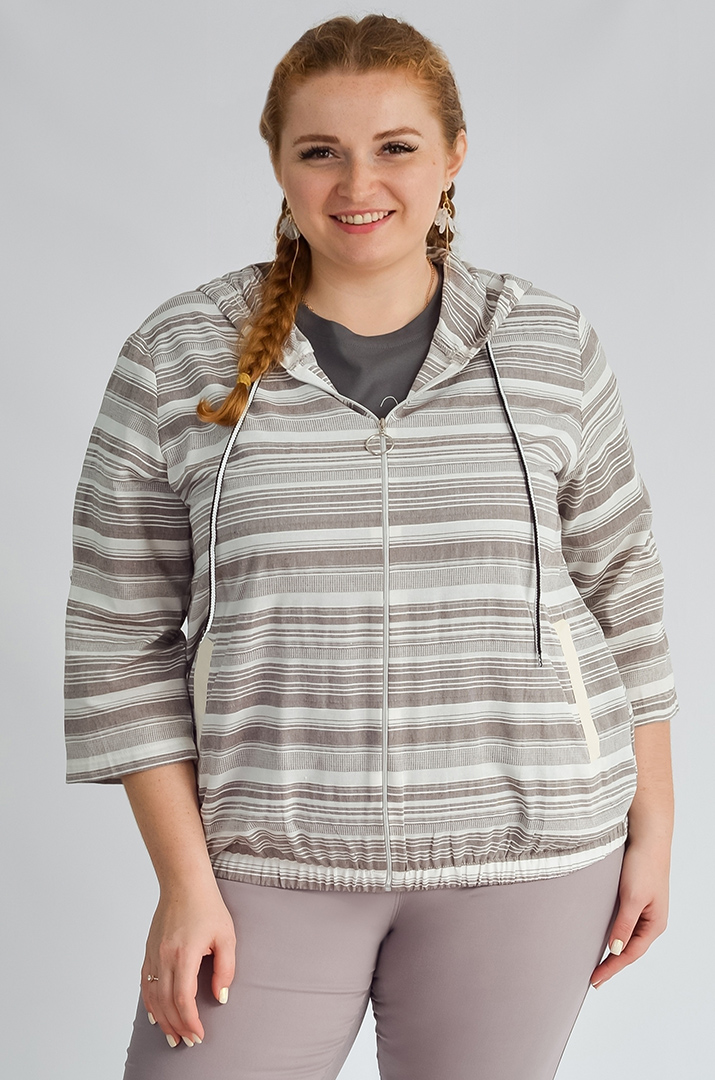 Мастерка лляна в смужку великих розмірів