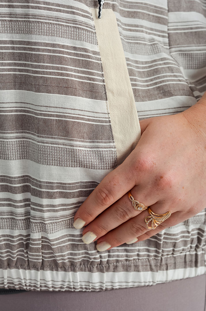 Мастерка лляна в смужку великих розмірів