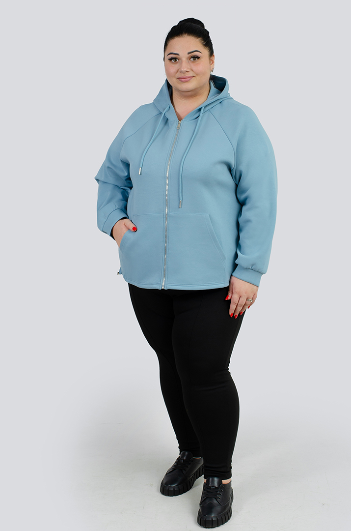 Трикотажна мастерка з кишенею-кенгуру великих розмірів