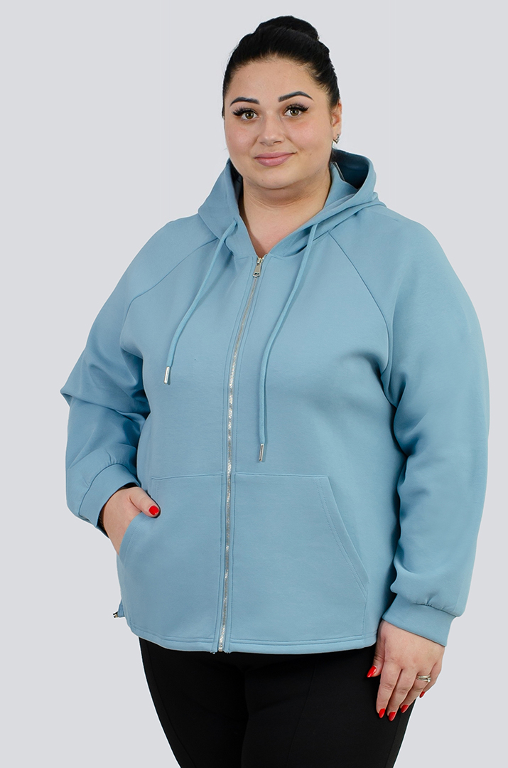 Трикотажна мастерка з кишенею-кенгуру великих розмірів