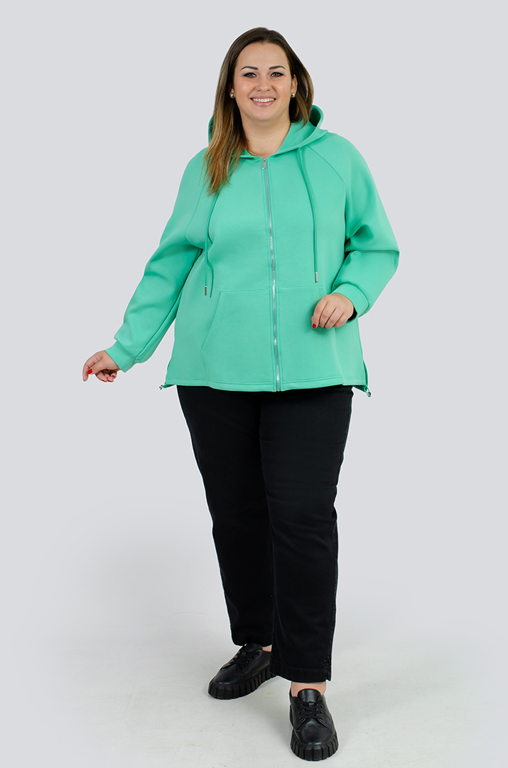 Трикотажна мастерка з кишенею-кенгуру великих розмірів