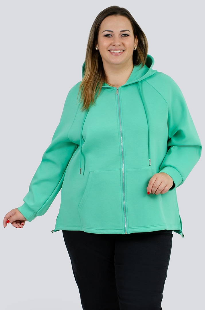 Трикотажна мастерка з кишенею-кенгуру великих розмірів