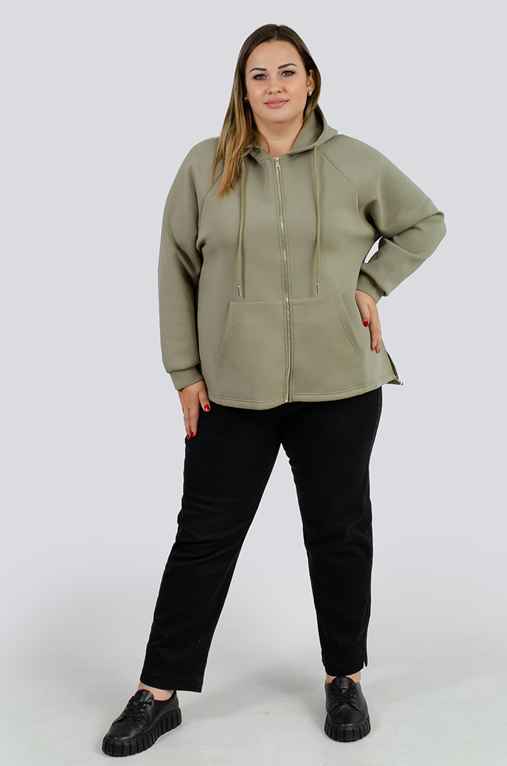 Трикотажна мастерка з кишенею-кенгуру великих розмірів