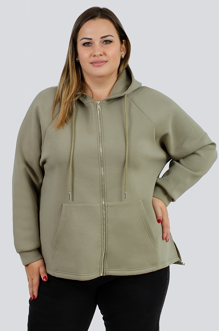 Трикотажна мастерка з кишенею-кенгуру великих розмірів