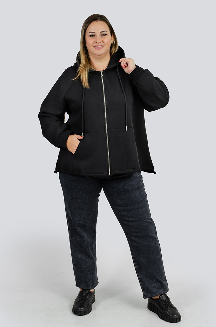 Трикотажна мастерка з кишенею-кенгуру великих розмірів