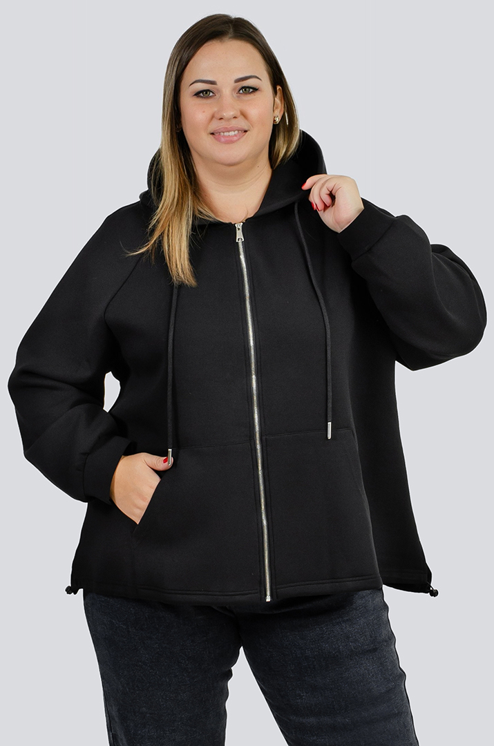 Трикотажна мастерка з кишенею-кенгуру великих розмірів