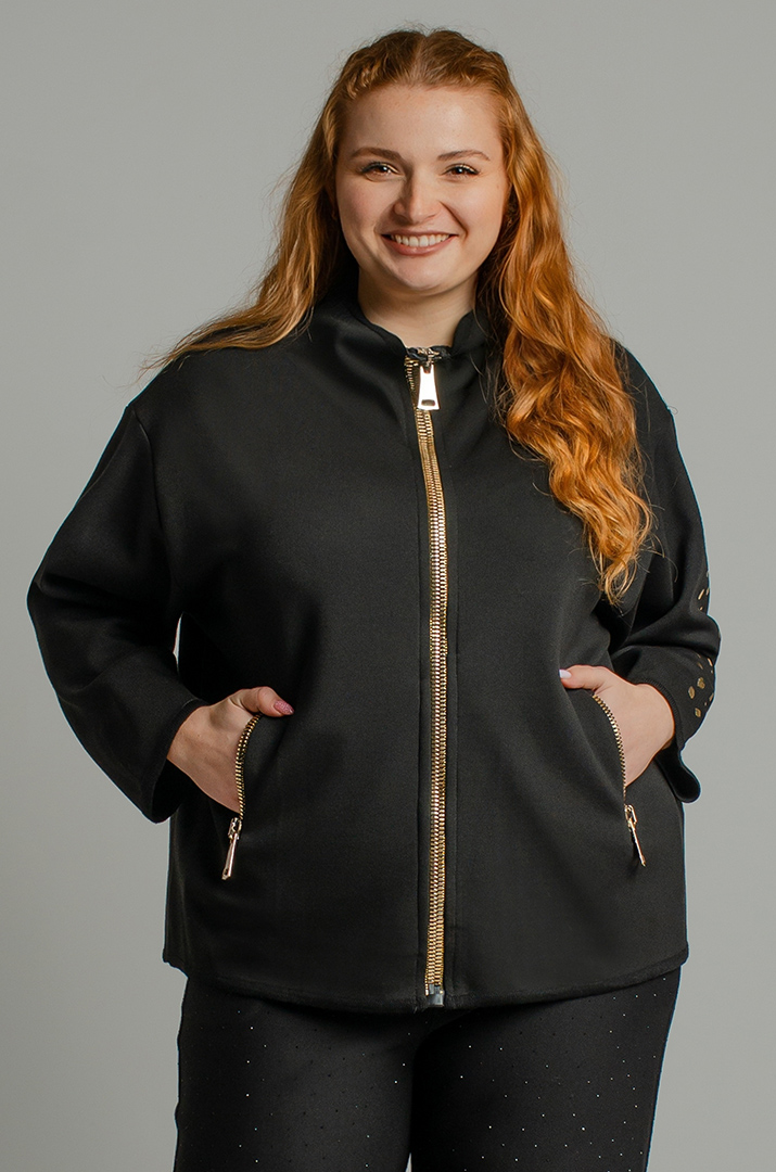 Чорна мастерка з золотавим декором великих розмірів