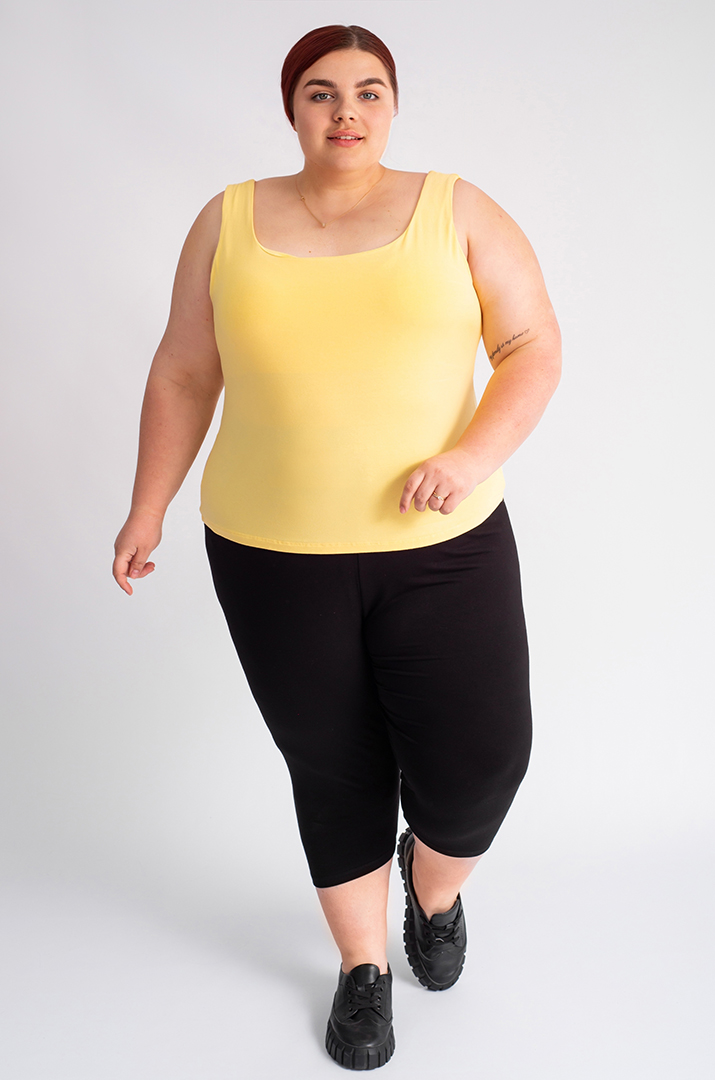 Майка короткая желтая больших размеров