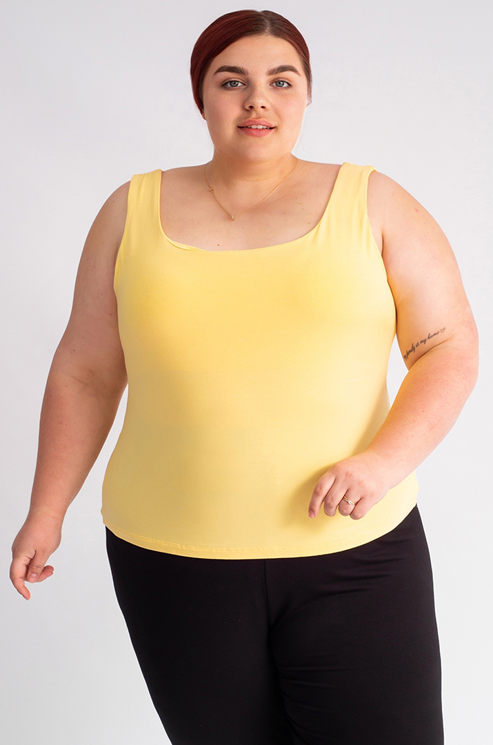 Майка короткая желтая больших размеров