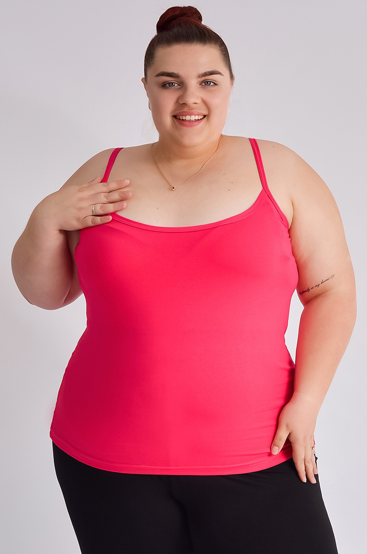 Майка коротка на тонких бретелях великих розмірів