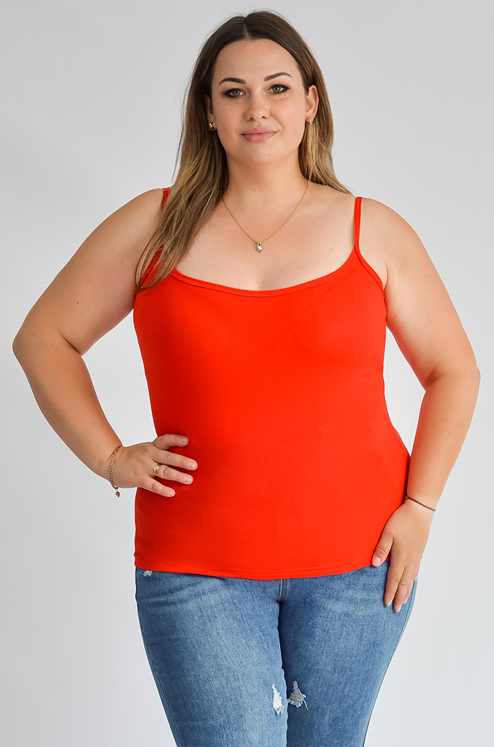 Майка коротка на тонких бретелях великих розмірів