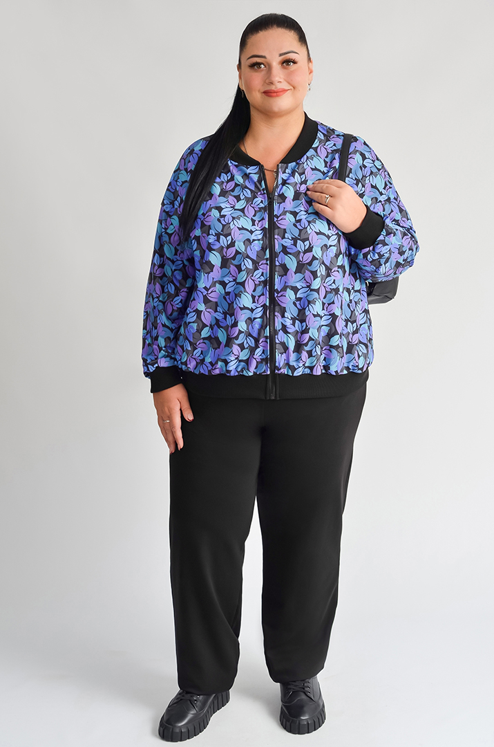 Мастерка на блискавці з художнім принтом осіннього листя великих розмірів