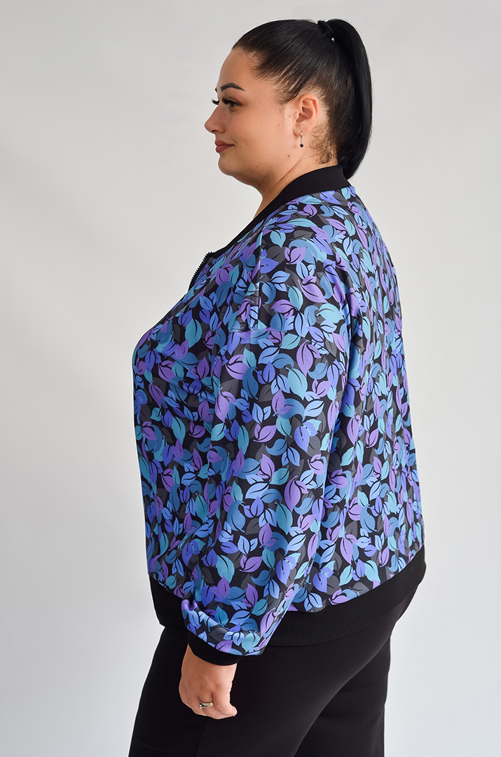 Мастерка на блискавці з художнім принтом осіннього листя великих розмірів