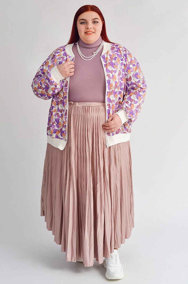 Мастерка на блискавці з художнім принтом листочків великих розмірів