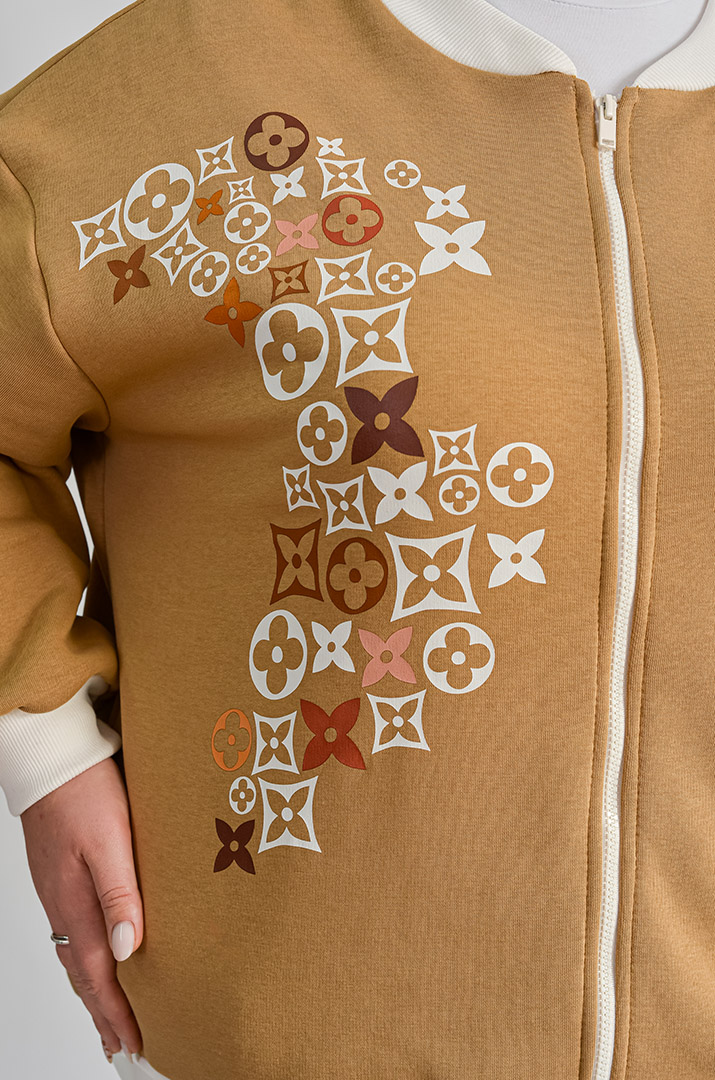 Тепла мастерка з флісової тринитки зі стильним принтом великих розмірів