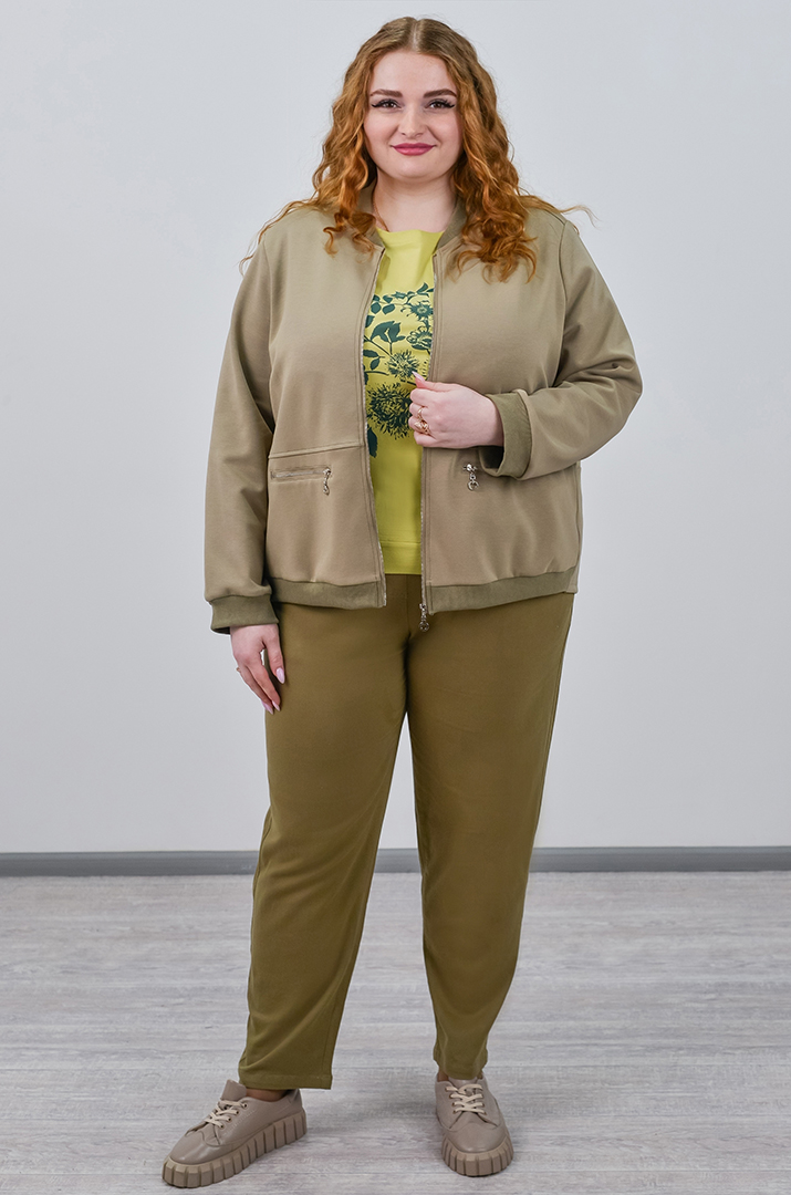 Стильна трикотажна мастерка з кишенями на блискавці великих розмірів