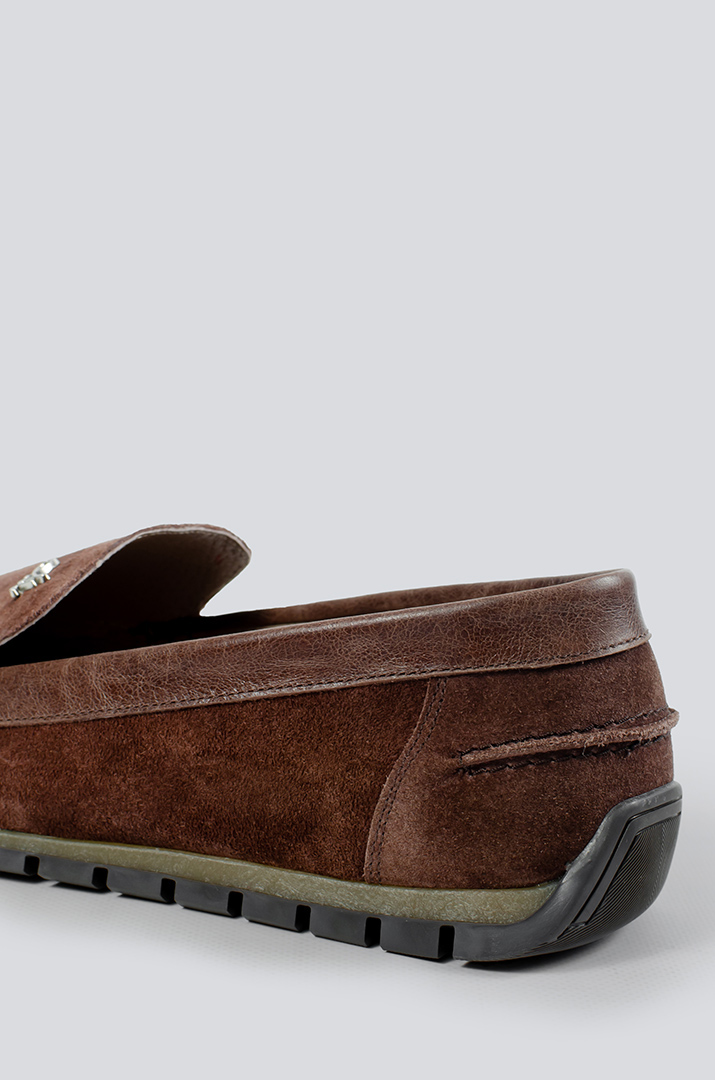 Мокасини замшеві у кольорі мокко великих розмірів