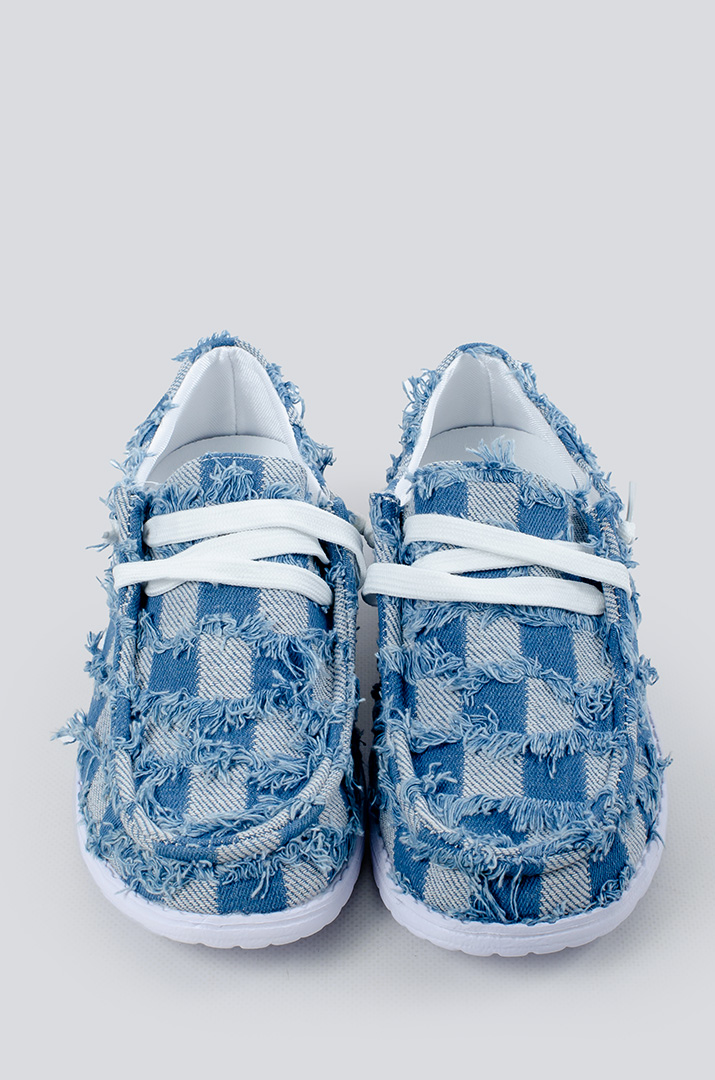 Мокасини денім в клітинку великих розмірів