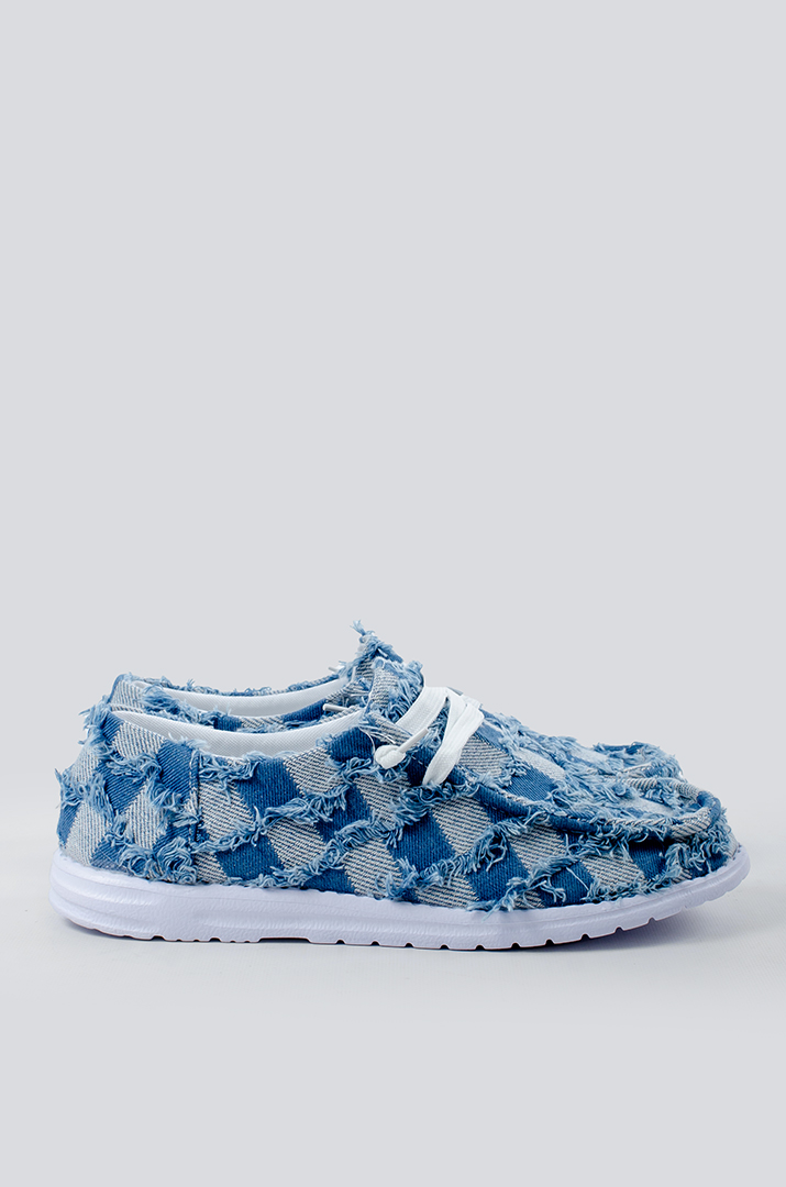 Мокасини денім в клітинку великих розмірів