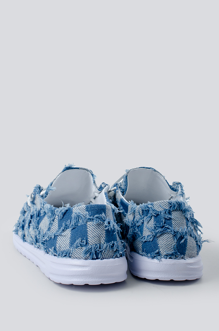 Мокасини денім в клітинку великих розмірів