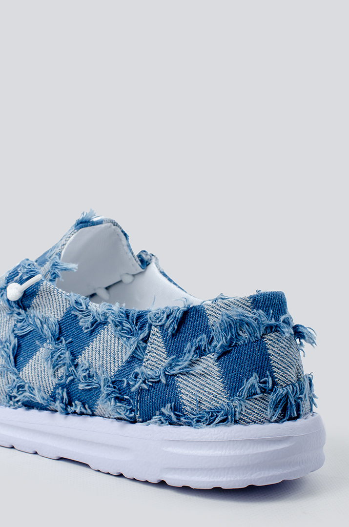 Мокасини денім в клітинку великих розмірів