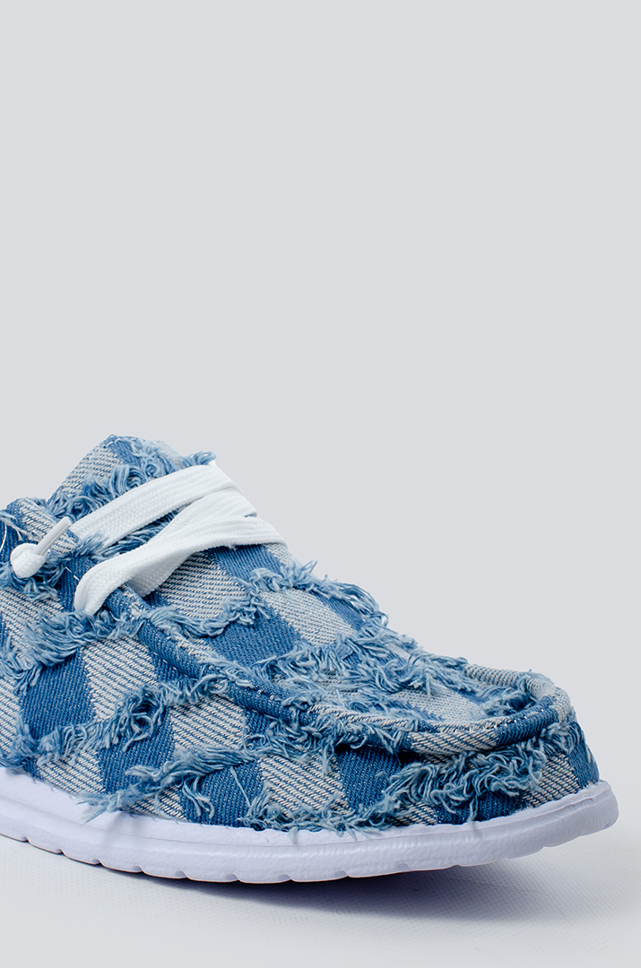 Мокасини денім в клітинку великих розмірів