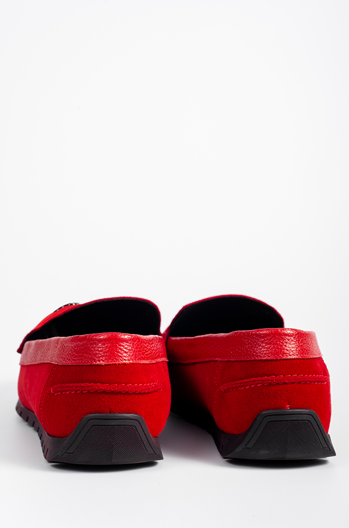 Мокасини червоні на дуже широкі ніжки з кісточкою, високий підйом великих розмірів