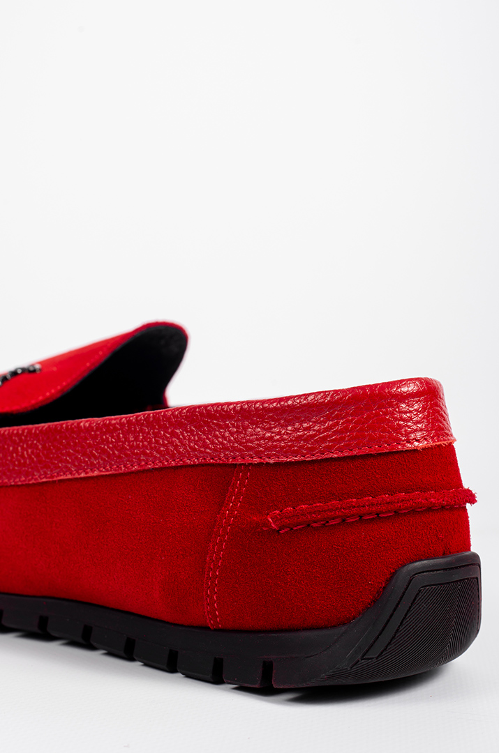 Мокасини червоні на дуже широкі ніжки з кісточкою, високий підйом великих розмірів