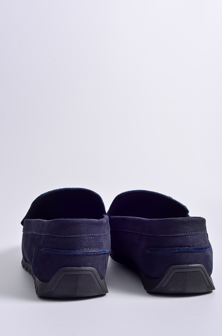 Мокасини темно-синього кольору на дуже широкі ніжки великих розмірів