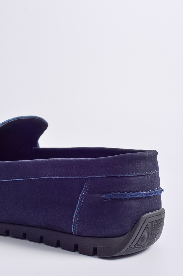 Мокасини темно-синього кольору на дуже широкі ніжки великих розмірів