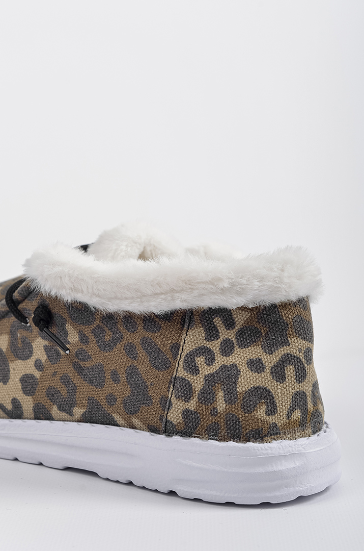 Мокасини з леопардовим принтом та екохутром великих розмірів