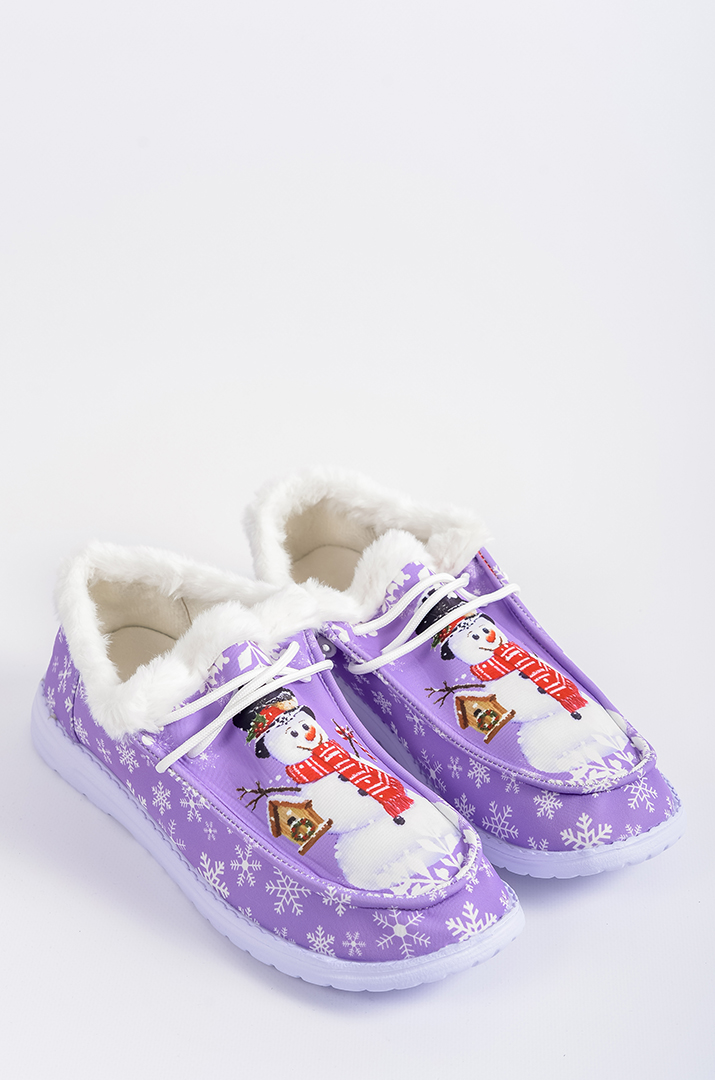 Текстильные мокасины с зимним принтом и экомехом больших размеров
