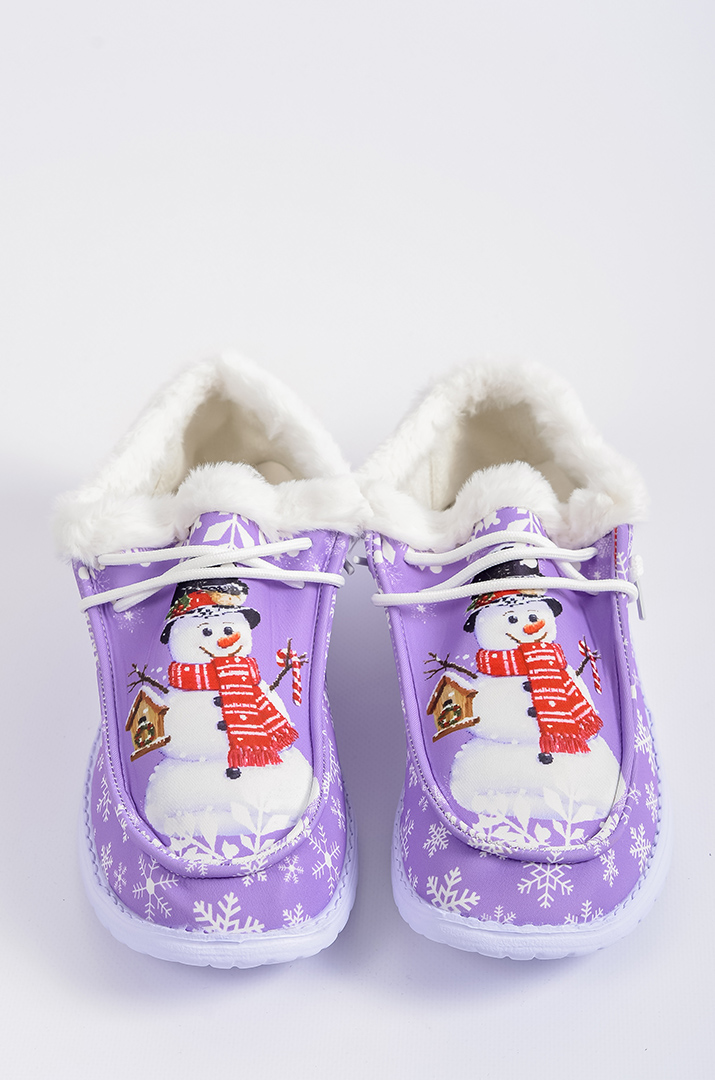 Текстильные мокасины с зимним принтом и экомехом больших размеров