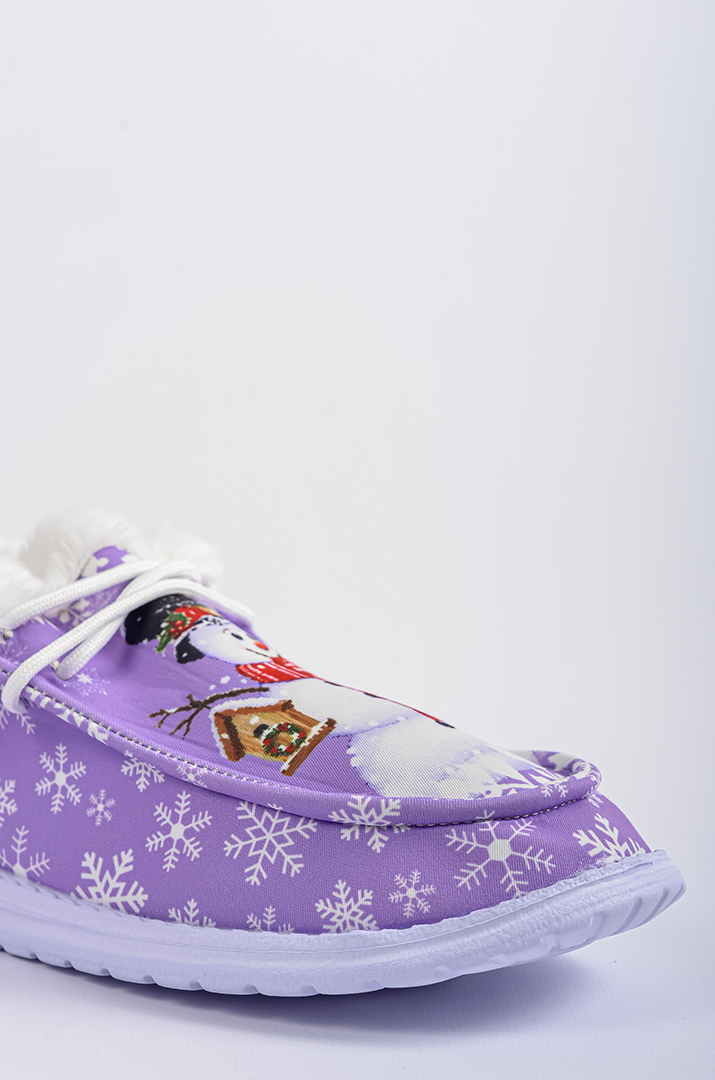 Текстильные мокасины с зимним принтом и экомехом больших размеров