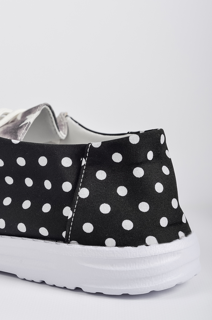 Мокасини з комбінованим візерунком в горох та зірки великих розмірів