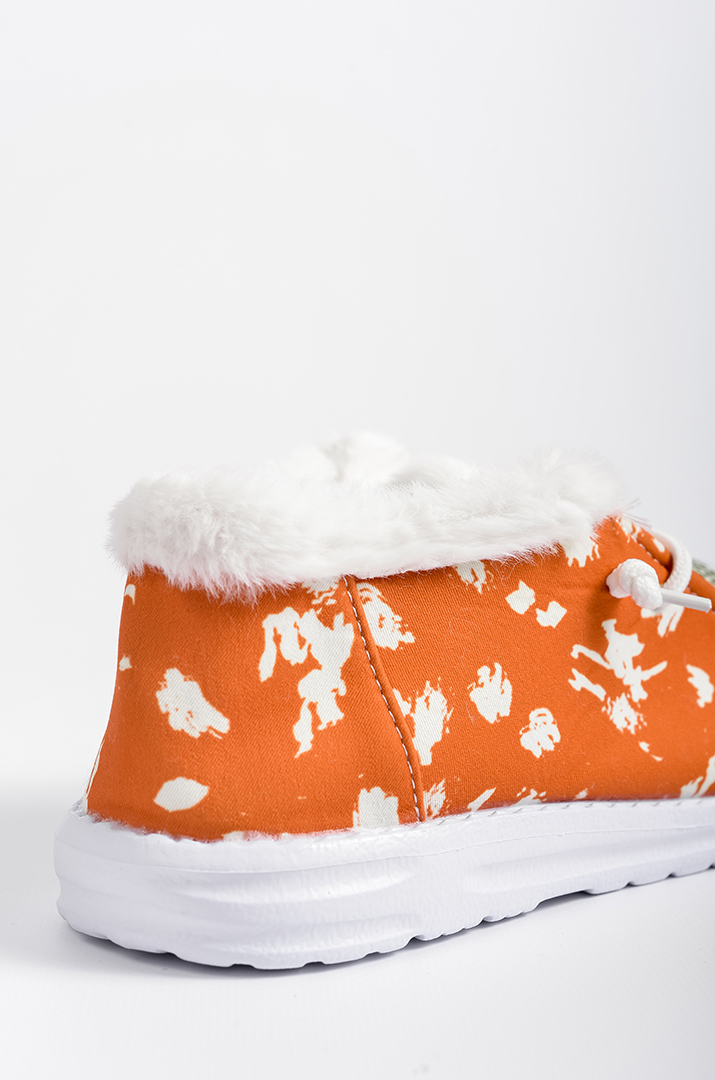 Мокасины текстильные с осенним принтом и экомехом больших размеров