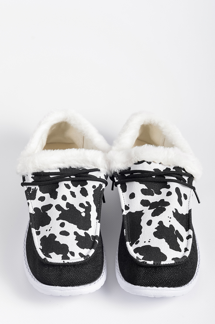 Мокасини текстильні з анімалістичним принтом і екохутром великих розмірів
