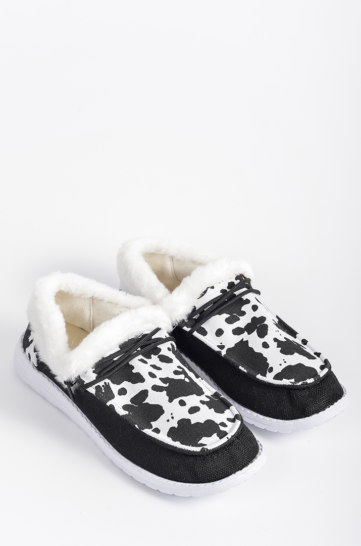Мокасини текстильні з анімалістичним принтом і екохутром великих розмірів