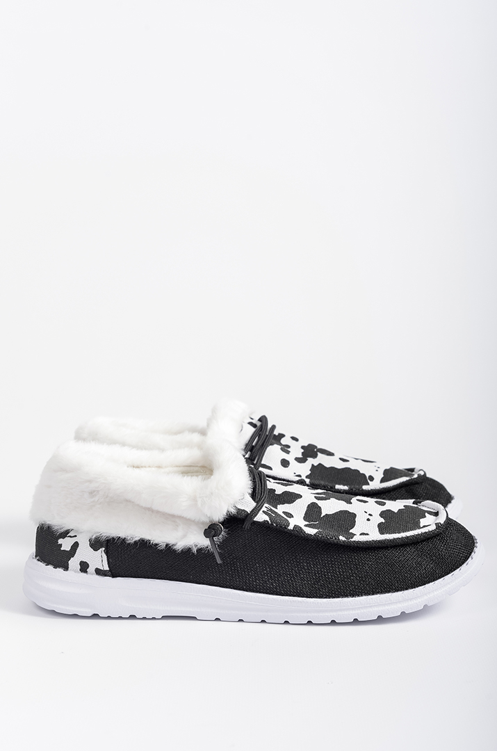Мокасини текстильні з анімалістичним принтом і екохутром великих розмірів