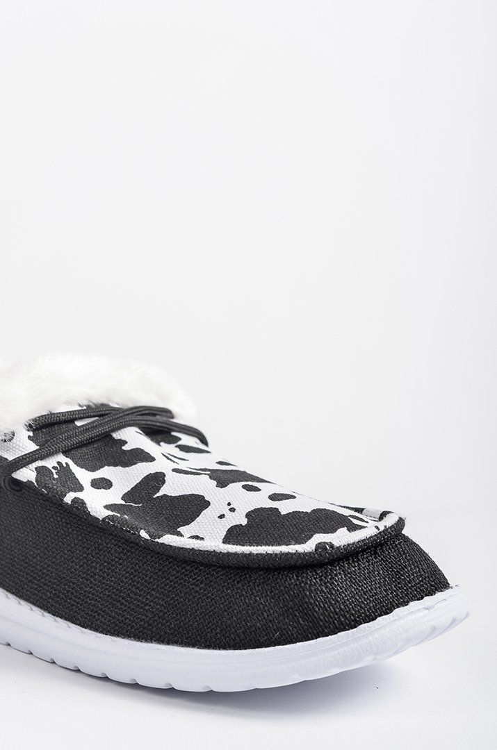 Мокасини текстильні з анімалістичним принтом і екохутром великих розмірів