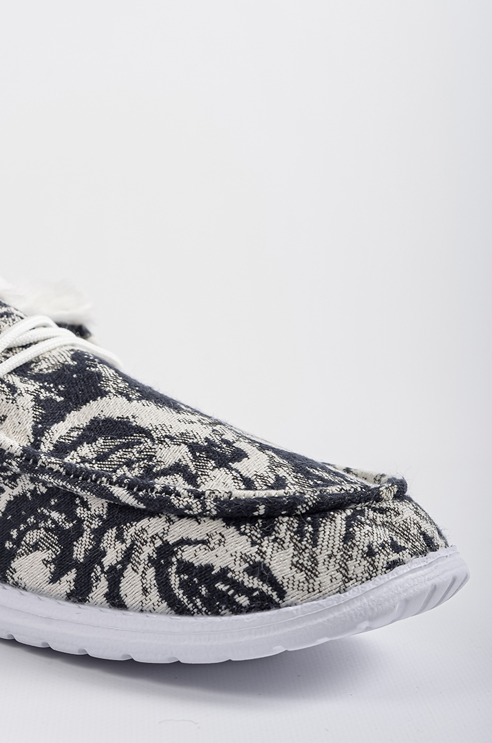 Мокасини з чорно-білим принтом і екохутром великих розмірів