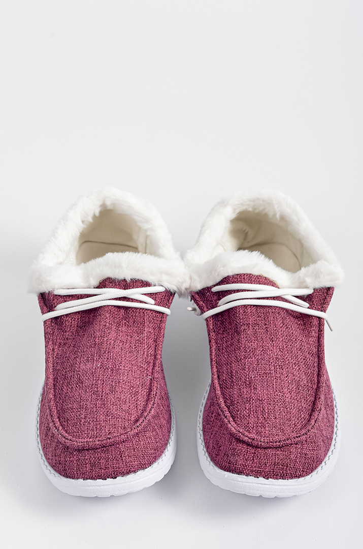 Мокасини сливового кольору з екохутром великих розмірів
